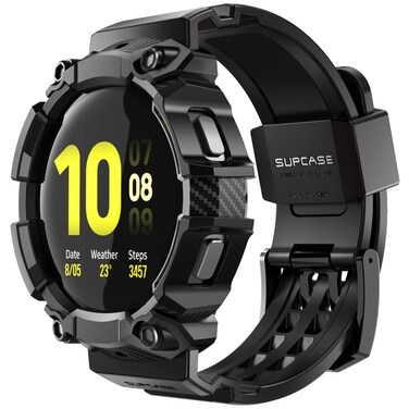SUPCASE Unicorn Beetle Pro Series Rugged Protective Case with Strap for Galaxy Watch 4/5/6 [44mm] (Black) TPU PC