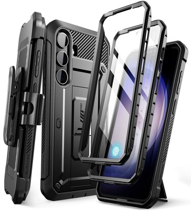 SUPCASE Unicorn Beetle Pro for Samsung Galaxy S24 Case with Stand [2 Front Frames] [Built-in Screen Protector &amp; Belt-Clip] [Military-Grade Protection] Bumper Phone Case for Galaxy S24 (2024), Black