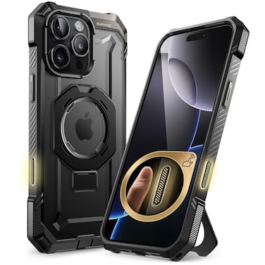 SUPCASE for iPhone 16 Pro Case with Camera Control Capture Button (Unicorn Beetle Grip), [Compatible with MagSafe] Heavy Duty Rugged Magnetic Stand Phone Case for iPhone 16 Pro 6.3'' 2024, Black