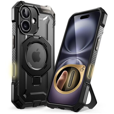 SUPCASE for iPhone 16 Plus Case with Camera Control Capture Button (Unicorn Beetle Grip), [Compatible with MagSafe] [Built-in Stand] Heavy Duty Magnetic Phone Case for iPhone 16 Plus 6.7", Black
