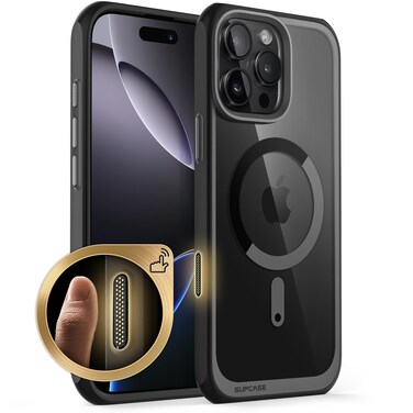 SUPCASE for iPhone 16 Pro Max Case with Camera Control Capture Button (Unicorn Beetle Mag), [Compatible with MagSafe] [Military-Grade Protection] Slim Clear Magnetic Phone Case (Black)