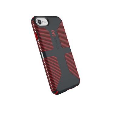 Speck iPhone SE Case - Drop Protection Case Fits iPhone 8 &amp; iPhone 7 &amp; iPhone SE (2022), iPhone SE (2020) - Scratch Resistant &amp; Slim, Extra Grip Case - Charcoal Grey, Dark Poppy Red CandyShell Grip