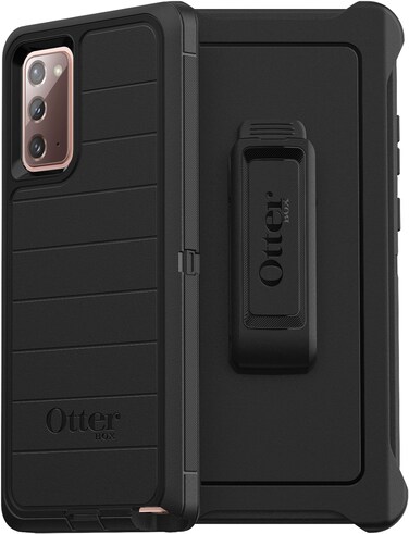 OtterBox Defender Screenless Series Rugged Case &amp; Belt Clip Holster for Galaxy Note 20 5G (NOT Ultra) Retail Packaging - Black - with Microbial Defense