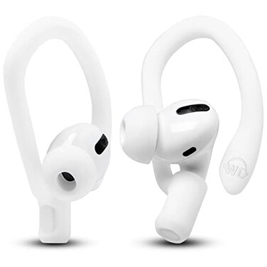 WC HookZ - Patented Upgraded Over Ear Hooks for AirPods Pro 1, 2 &amp; AirPods 1, 2 &amp; 3- Two Size Pairs Included in Package, Unique Left &amp; Right Hook, Made by Wicked Cushions   Winter White