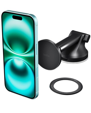 iOttie iTap 3 Magnetic Dash &amp; Windshield Mount Car Phone Holder with Magnetic Ring Adapter. Compatible with Qi2, MagSafe, iPhone, and Android Smartphones.