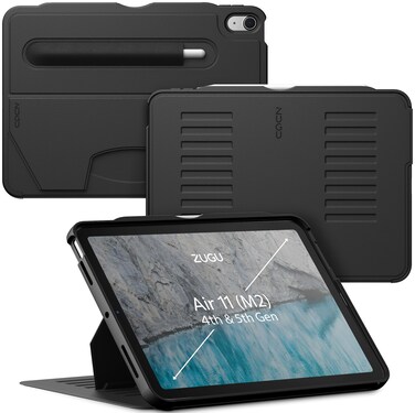 ZUGU CASE for iPad Air (M2) 11 inch (2024) iPad Air 4 &amp; 5 10.9 Inch (2020/2022) - Protective, Ultra Thin, Magnetic Stand, Sleep/Wake Cover - Black