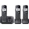 Panasonic DECT 6.0 Expandable Cordless Phone System with Answering Machine and Call Blocking - 3 Handsets - KX-TGE633M (Metallic Black)