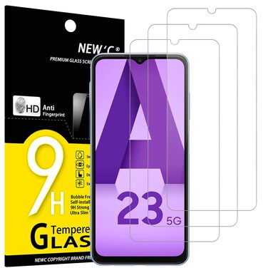 NEW'C 3 Pack Designed for Samsung Galaxy A23 4G, Samsung Galaxy A23 5G Screen Protector Tempered Glass, Case Friendly Anti Scratch Bubble Free Ultra Resistant