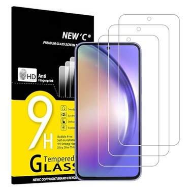 NEW'C 3 Pack Designed for Samsung Galaxy A54 5G, Scratch-Free, 9H Hardness, HD Screen Protector, 0.33 mm Ultra Clear, Ultra Resistant