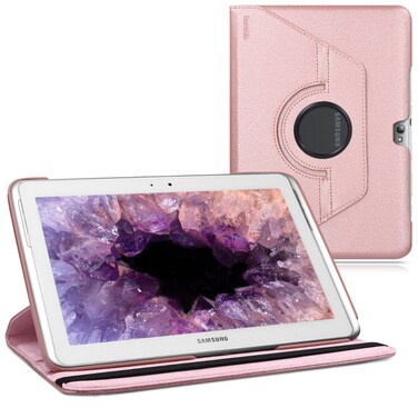 kwmobile Rotating Case Compatible with Samsung Galaxy Note 10.1 N8000 / N8010 - Case PU Leather Tablet Cover with Stand - Rose Gold