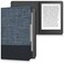 kwmobile Case Compatible with Kobo Aura Edition 2 - PU Leather and Canvas e-Reader Cover - Dark Blue/Black