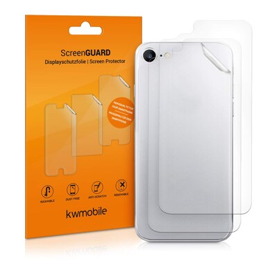 kwmobile Set of 3X Back Covers Compatible with Apple iPhone 8 / SE (2020) - Back Screen Protector Pack Transparent Protective Films