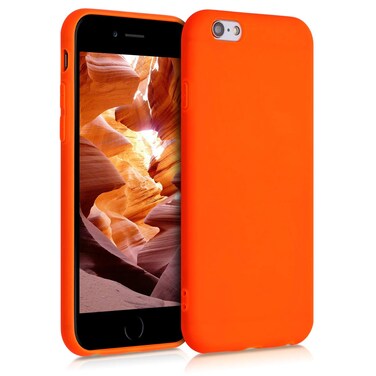 kwmobile Case Compatible with Apple iPhone 6 / 6S Case - Soft Slim Protective TPU Silicone Cover - Neon Orange