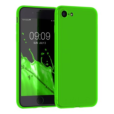 kwmobile Case Compatible with Apple iPhone SE (2022) / iPhone SE (2020) / iPhone 8 / iPhone 7 Case - Soft Slim Protective TPU Silicone Cover - Neon Green