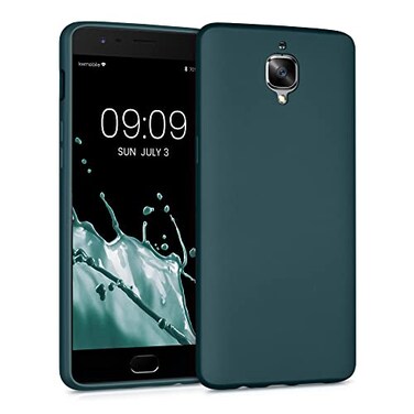 kwmobile Case Compatible with OnePlus 3 / 3T Case - Soft Slim Metallic TPU Silicone Cover - Metallic Teal