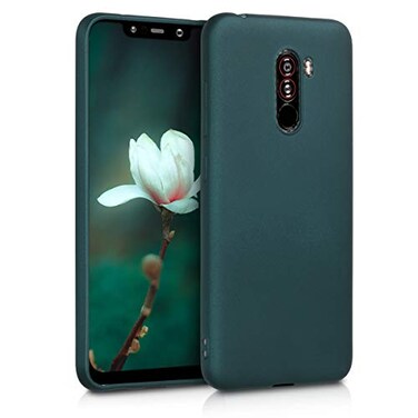 kwmobile Case Compatible with Xiaomi Pocophone F1 Case - Soft Slim Metallic TPU Silicone Cover - Metallic Teal