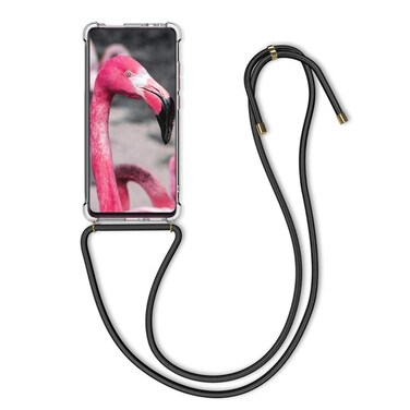 kwmobile Crossbody Case Compatible with Xiaomi Mi 9T (Pro) / Redmi K20 (Pro) Case - Clear TPU Phone Cover w/Lanyard Cord Strap - Black/Transparent