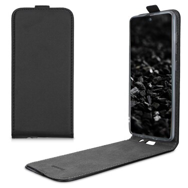 kwmobile Vertical Flip Case Compatible with Samsung Galaxy A51 - Case PU Leather Protective Flip Cover with Magnet - Black