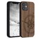 kwmobile Wood Case Compatible with Apple iPhone 12 Mini Case - Cover - Navigational Compass Dark Brown