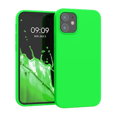 kwmobile Case Compatible with Apple iPhone 12 Mini Case - Soft Slim Protective TPU Silicone Cover - Neon Green