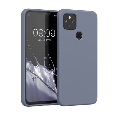 kwmobile Case Compatible with Google Pixel 4a 5G Case - Slim Protective TPU Silicone Phone Cover - Blue Grey