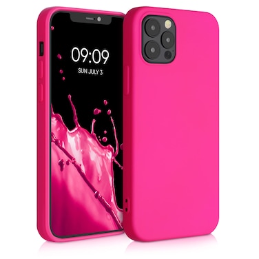 kwmobile Case Compatible with Apple iPhone 12 / iPhone 12 Pro Case - Slim Protective TPU Silicone Phone Cover - Neon Pink