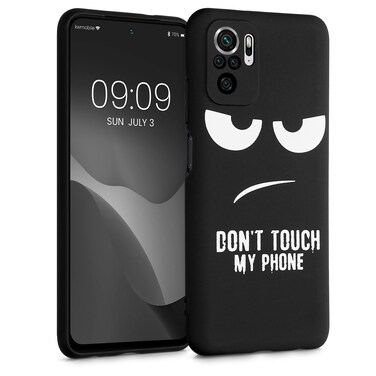 kwmobile TPU Silicone Case Compatible with Xiaomi Redmi Note 10 / Note 10S - Case Soft Cover - Don't Touch My Phone White/Black