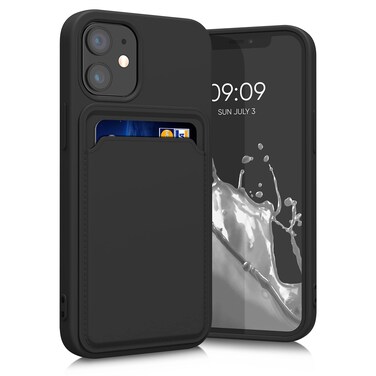 kwmobile Case Compatible with Apple iPhone 12 Mini Case - TPU Phone Cover with Credit Card Holder - Black