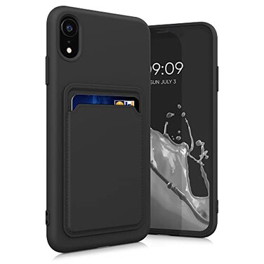 kwmobile Case Compatible with Apple iPhone XR Case - TPU Phone Cover with Credit Card Holder - Black