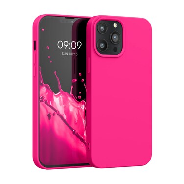 kwmobile Case Compatible with Apple iPhone 13 Pro Max Case - Slim Protective TPU Silicone Phone Cover - Neon Pink