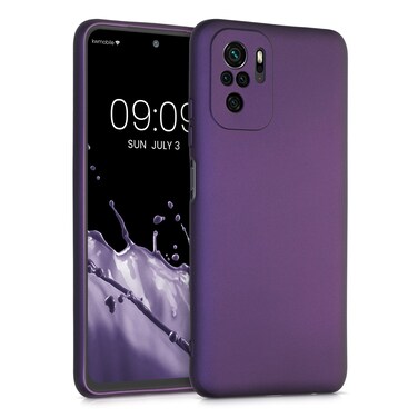 kwmobile Case Compatible with Xiaomi Redmi Note 10 / Note 10S Case - Soft Slim Metallic TPU Silicone Cover - Metallic Berry