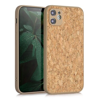kwmobile Case Compatible with Apple iPhone 11 - Case Made of TPU and Cork with Bumper for Phone - Light Brown