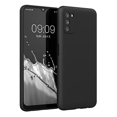 kwmobile Case Compatible with Samsung Galaxy A03s Case - Soft Slim Protective TPU Silicone Cover - Black Matte