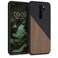 kwmobile Case Compatible with Xiaomi Redmi Note 8 Pro - Hard Phone Cover with TPU Bumper and Wood/Carbon Back - Dark Brown/Black