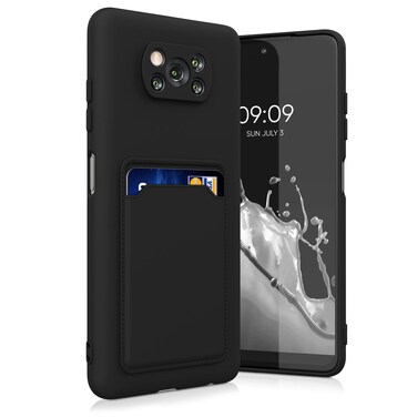 kwmobile Case Compatible with Xiaomi Poco X3 NFC/Poco X3 Pro Case - TPU Phone Cover with Credit Card Holder - Black Matte