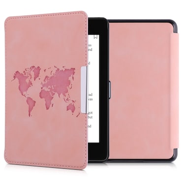 kwmobile Cover Compatible with Amazon Kindle Paperwhite (10. Gen - 2018) Cover - eReader Case - Travel Outline Dusty Pink