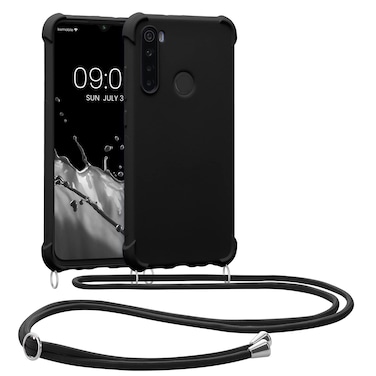 kwmobile Crossbody Case Compatible with Xiaomi Redmi Note 8 (2019/2021) Case - TPU Silicone Cover with Strap - Black