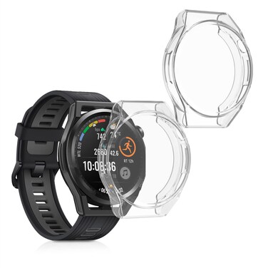 kwmobile Case Compatible with Huawei Watch GT Runner Case - 2X TPU Silicone Fitness Tracker Cover - Transparent