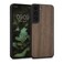 kwmobile Real Wood Case Compatible with Samsung Galaxy S22 Case - Hard Wooden Cover w/TPU Bumper - Dark Brown