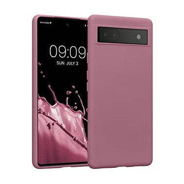 kwmobile Case Compatible with Google Pixel 6a Case - Slim Protective TPU Silicone Phone Cover - Dark Rose