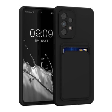 kwmobile Case Compatible with Samsung Galaxy A53 5G Case - TPU Phone Cover with Credit Card Holder - Black