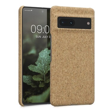 kwmobile Case Compatible with Google Pixel 7 Case - Cover with Cork Finish - Light Brown