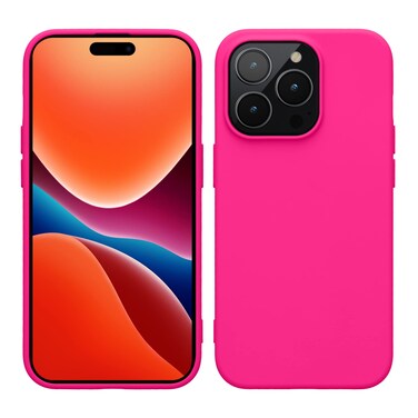 kwmobile Case for iPhone 14 Pro Case - Slim Protective TPU Silicone Cover - Wireless Charger Friendly - Neon Pink
