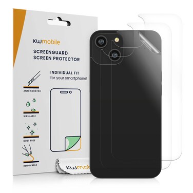 kwmobile Set of 3X Back Covers Compatible with Apple iPhone 14 - Back Screen Protector Pack Transparent Protective Films