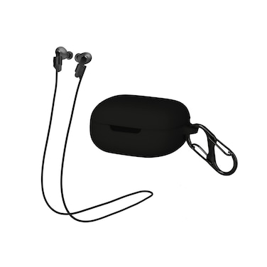 kwmobile Case &amp; Strap Compatible with JBL Live Pro Plus Case - Cover &amp; Cord Holder Set - Black/Black