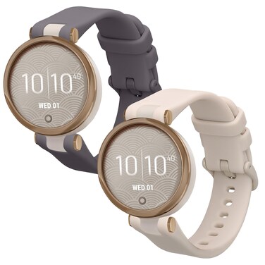kwmobile Straps Compatible with Garmin Lily Sport Straps - 2x Replacement Silicone Watch Bands - Lavender/Beige