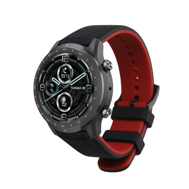 kwmobile Strap Compatible with Ticwatch Pro 3 Ultra/Pro 3 / S2 / GTX Strap - Replacement Silicone Watch Band - Black/Red