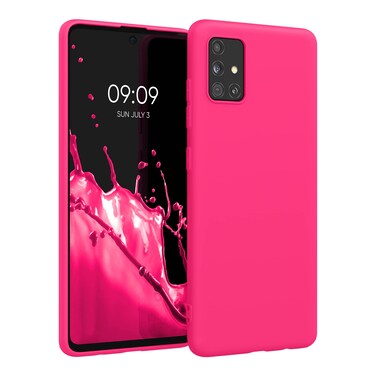 kwmobile Case Compatible with Samsung Galaxy A51 Case - Soft Slim Protective TPU Silicone Cover - Neon Pink