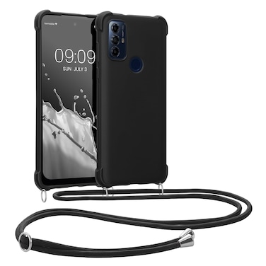 kwmobile Crossbody Case Compatible with Motorola Moto G Play (2023) Case - TPU Silicone Cover with Strap - Black