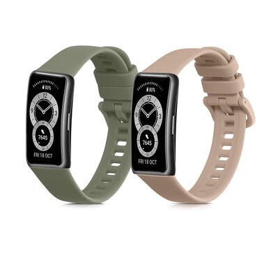 kwmobile Straps Compatible with Huawei Band 9 / Band 8 Straps - 2x Replacement Silicone Watch Bands - Dusty Pink/Pastel Green
